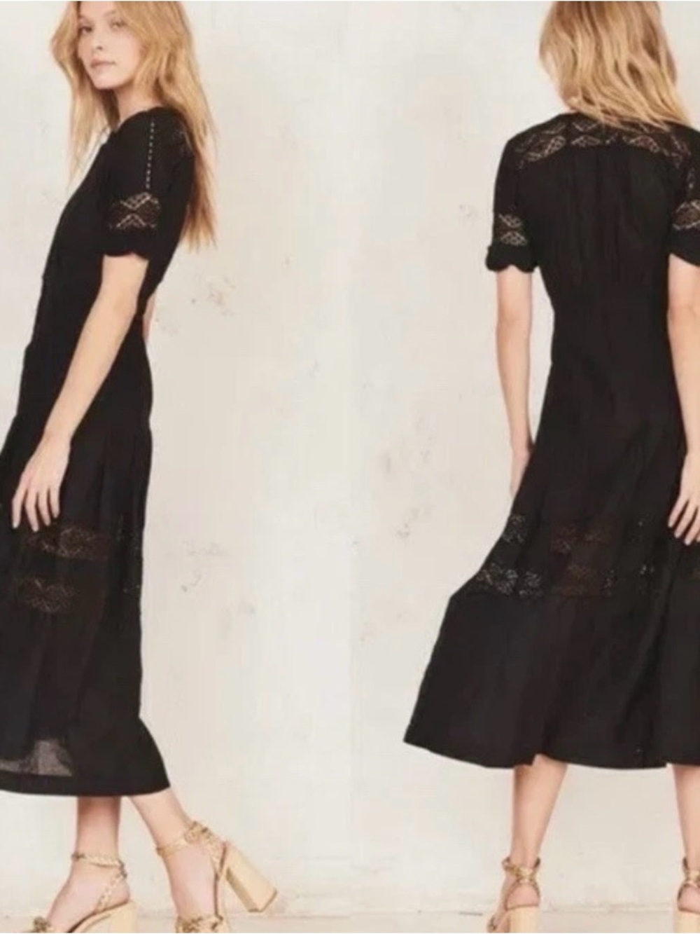 Love Shack Fancy black Edie midi dress new - Picture 2 of 4